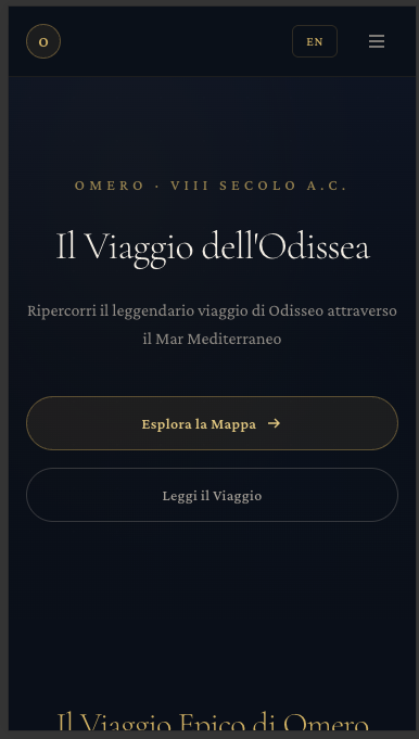 The Odyssey Journey mobile home page